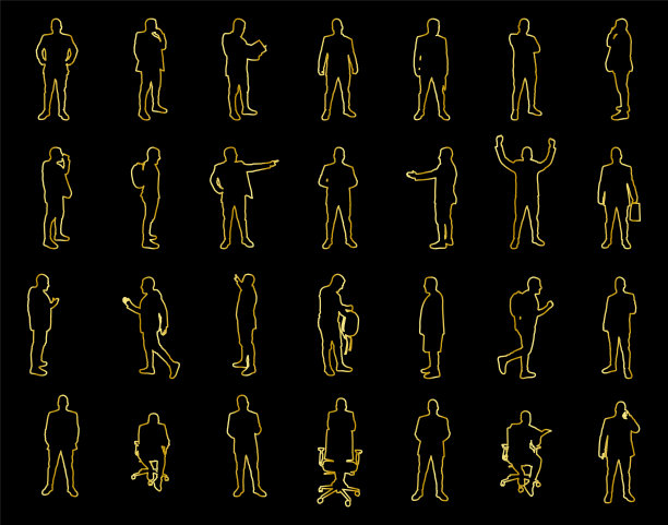 金人轮廓轮廓集。图片下载