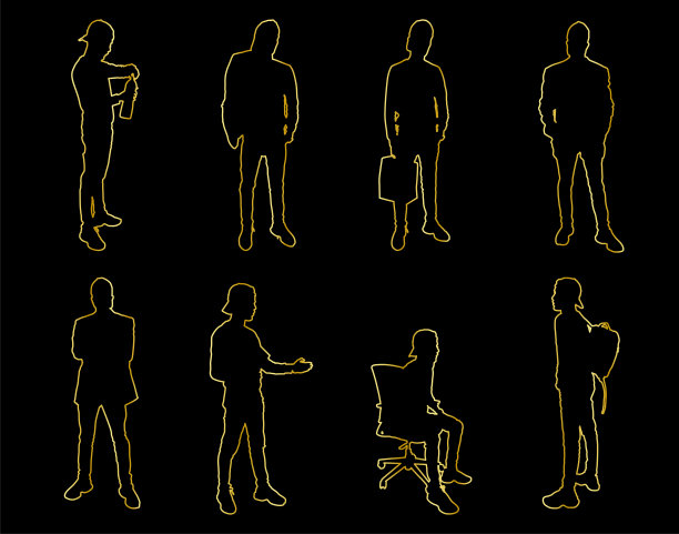 轮廓轮廓的金色的年轻人。图片下载