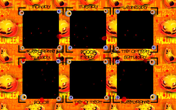 万圣节风格的时间规划概念。每周待办事项清单在抽象明亮的背景与邪恶的南瓜。创意无缝的每周背景与复制空间。图片下载
