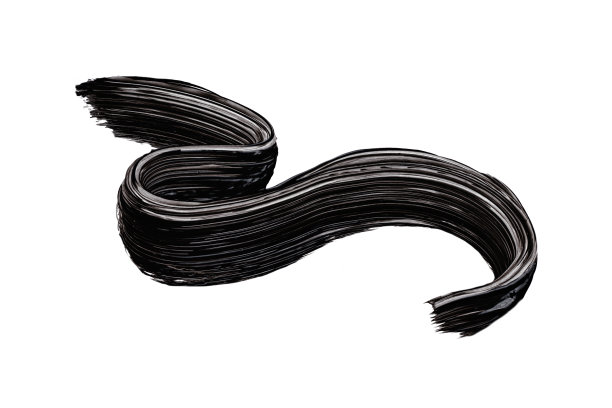 黑色的睫毛膏笔触在白色的背景上被隔离。图片下载