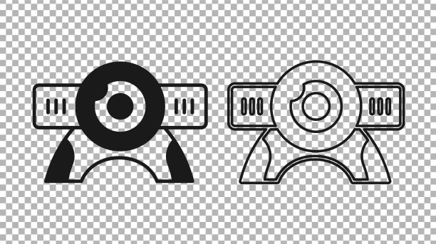 黑色网络相机图标隔离在透明上图片下载