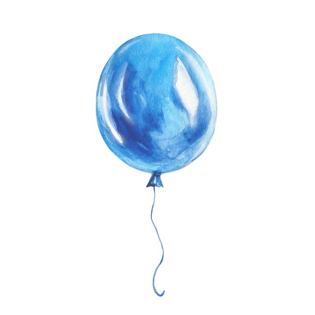 手绘的蓝色气球。水彩插图图片下载
