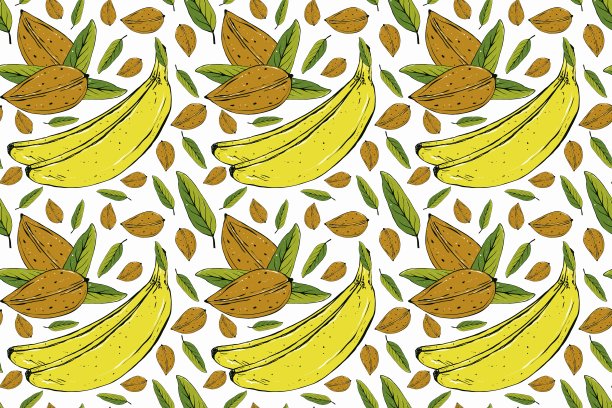 水果无缝花纹。手绘插图。食品的背景图片下载