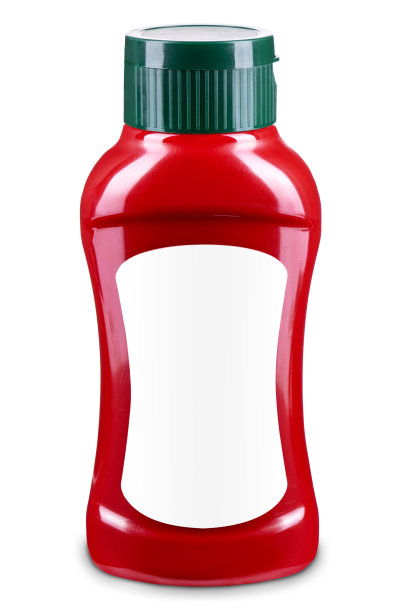红色的酱汁瓶，绿色的翻盖和空白的白色标签孤立在白色背景上。产品设计模板。披萨酱，番茄酱，辣酱，墨西哥卷饼，辣酱图片下载