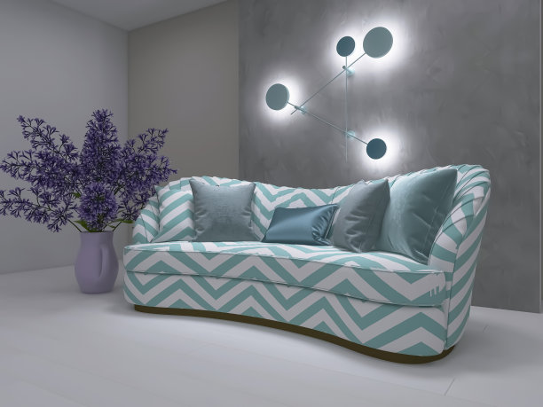 客厅室内设计3d渲染，3d插画图片下载