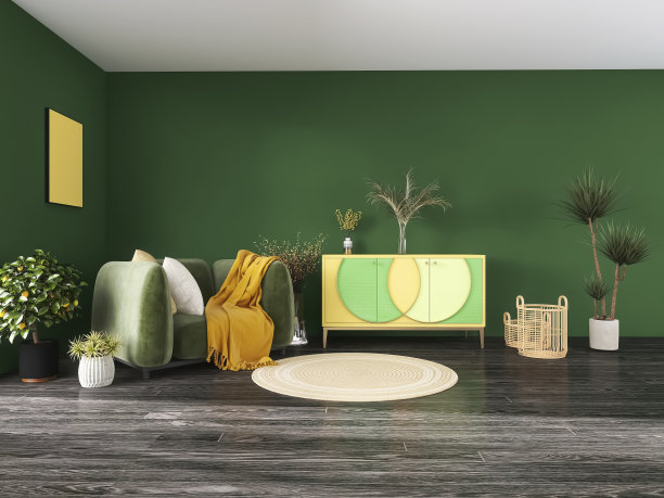 客厅室内设计3d渲染，3d插画图片下载