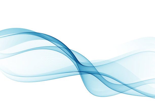 蓝色的波浪，抽象的透明流在白色的背景。图片下载