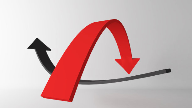 红色和黑色曲线箭头交替。, 3 d渲染图片下载