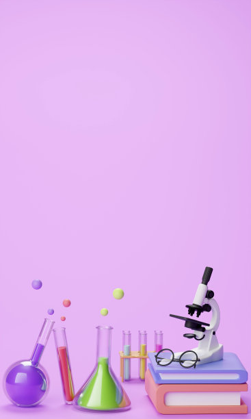 教育实践科学实验室用学生电子显微镜试管和笔记本3D渲染图片下载