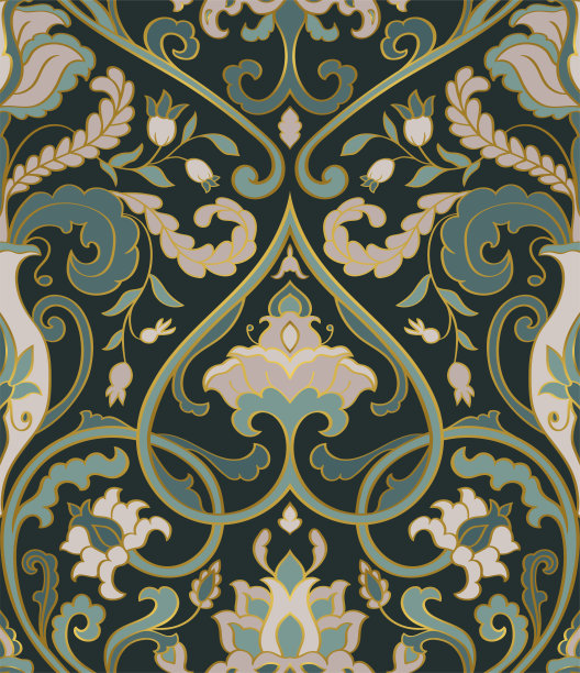 绿色锦缎花饰。图片下载