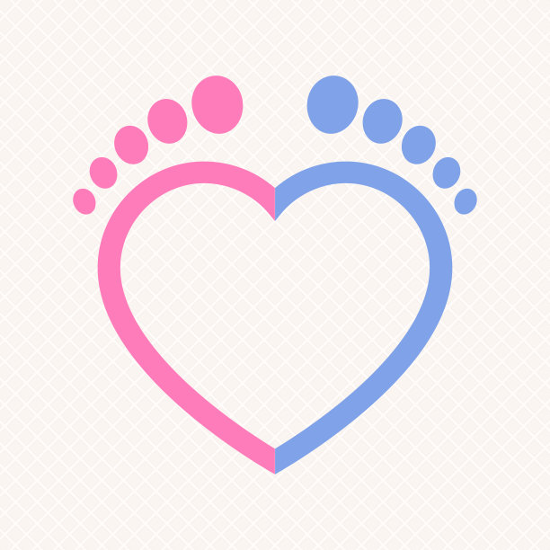 矢量插图的脚印的一个新生的男孩和女孩在一个透明的背景上的心脏形状。图片下载