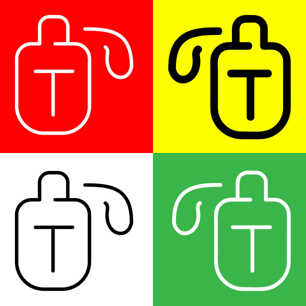 瓶子矢量图标，轮廓风格的图标，从冒险图标收集，隔离在红色，黄色，白色和绿色背景。图片下载