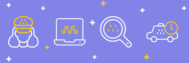 设置线路出租车等待时间，搜索出租车，手机应用程序和司机图标。向量图片下载