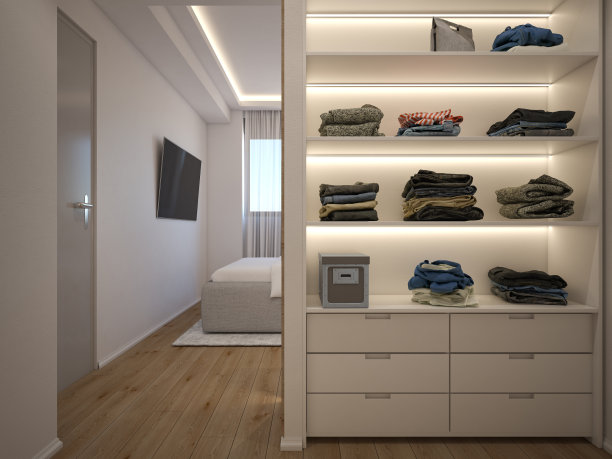 计算机生成的更衣室图像。建筑可视化。图片下载