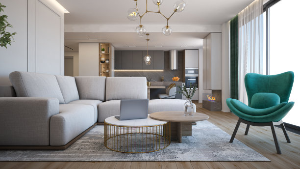 室内设计。体系结构。电脑生成的客厅图像。建筑可视化。3D渲染。图片下载
