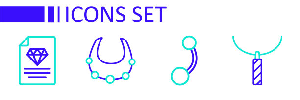 套线吊坠项链，穿孔，项链和证书的钻石图标。向量图片下载