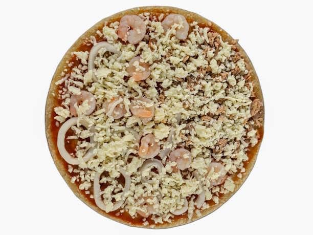 孤立的海鲜披萨，白色背景。图片下载