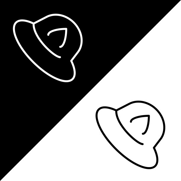 帽子矢量图标，轮廓风格的图标，从冒险图标集合，在黑白背景上隔离。图片下载