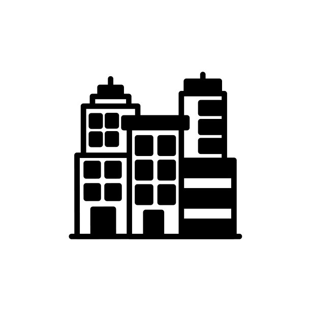 矢量办公楼图标：标志设计图片下载