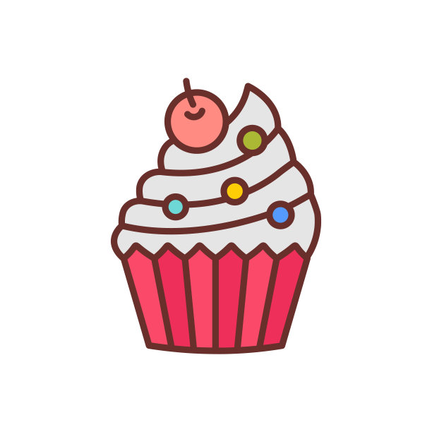 矢量纸杯蛋糕图标。标识图片下载