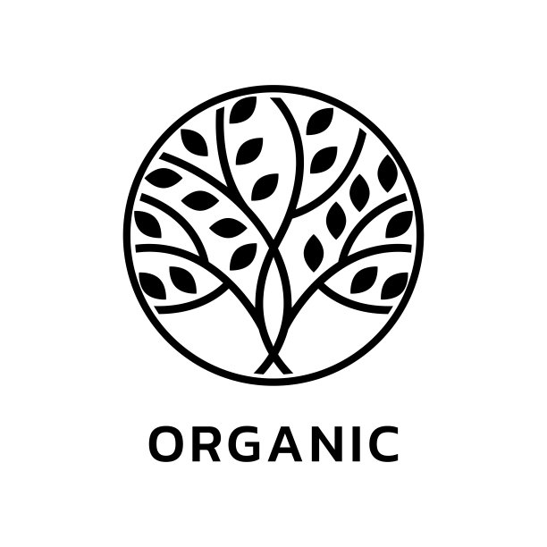 有机树的标志或图标。抽象的自然象征。植物、自然、生态圈标志。生态学的概念。矢量插图。图片下载