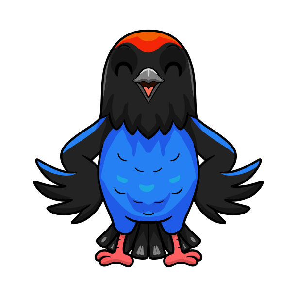 可爱的蓝色侏儒鸟卡通图片下载