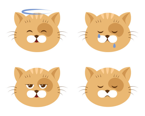 一组猫的表情向量图片下载