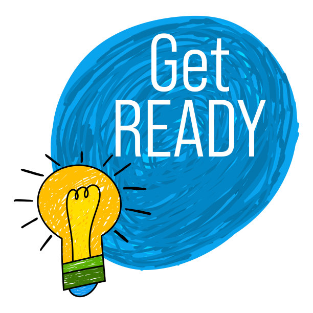 准备好灯泡素描蓝色黄色油漆圆形文本图片下载