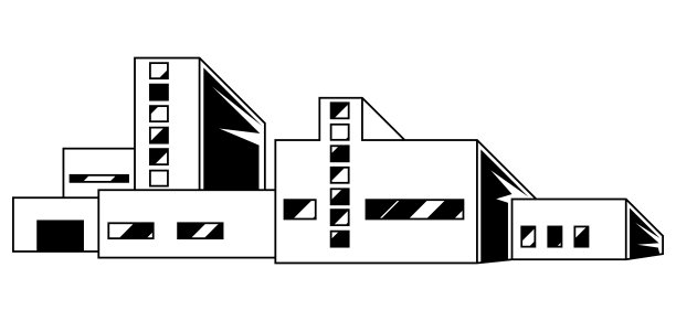 工业建筑插图。城市工厂的建筑视图。图片下载