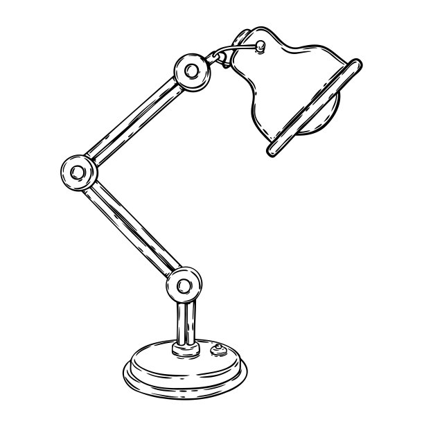 矢量手绘台灯轮廓隔离在白色背景图片下载