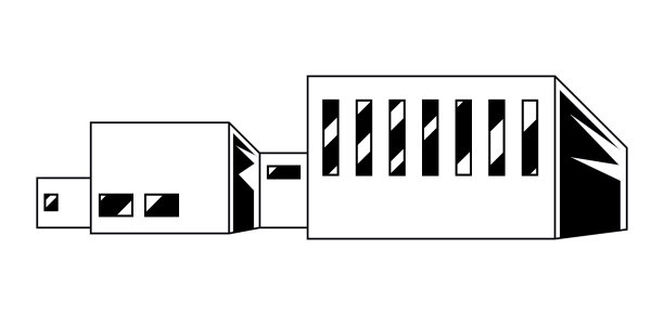 工业建筑插图。城市工厂的建筑视图。图片下载
