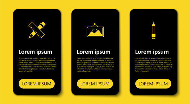 设置铅笔与橡皮擦，图片景观和十字尺子铅笔。业务信息图表模板。向量图片下载