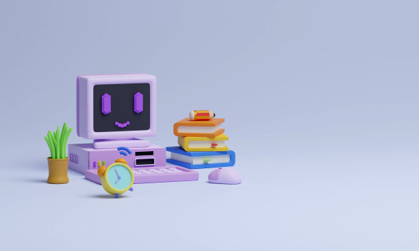 回到学校的教育背景。计算机编程教室。3D渲染图图片下载