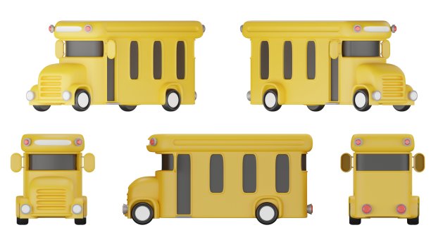 回到学校的教育背景概念和校车。带有剪辑路径的3D渲染插图图片下载
