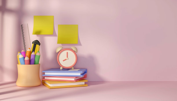 在学校和大学学习或思想概念。回到学校和艺术家的工具。三维渲染图片下载