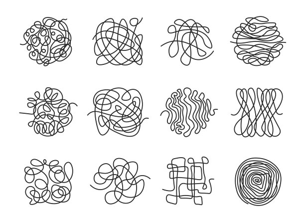 不同的细涂鸦线图标集图片下载