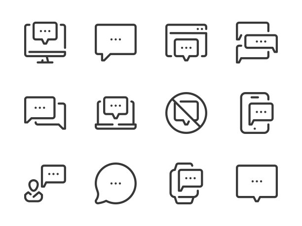 聊天和消息矢量线图标。图片下载