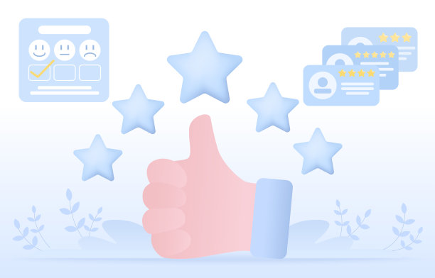 在线顾客评论对产品或服务给出满意的星级评价。图片下载