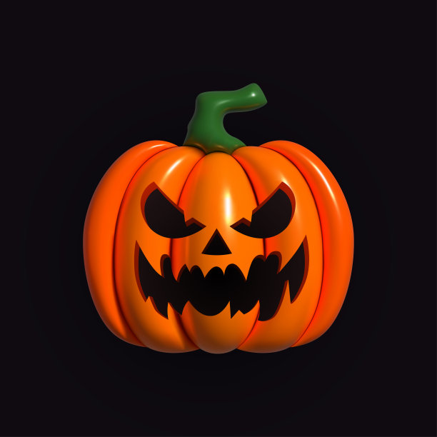 南瓜充气。橙色的微笑南瓜，为您设计的节日万圣节。杰克灯笼。现实膨胀的3D南瓜图标与橡皮泥效果。矢量图图片下载