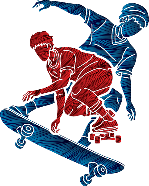 玩滑板的人一起玩滑板图片下载