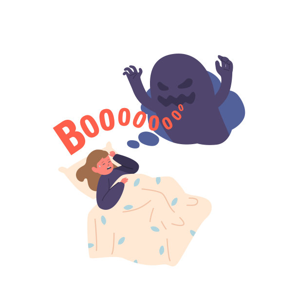 吓坏了的孩子躺在床上，眼里含着泪水图片下载