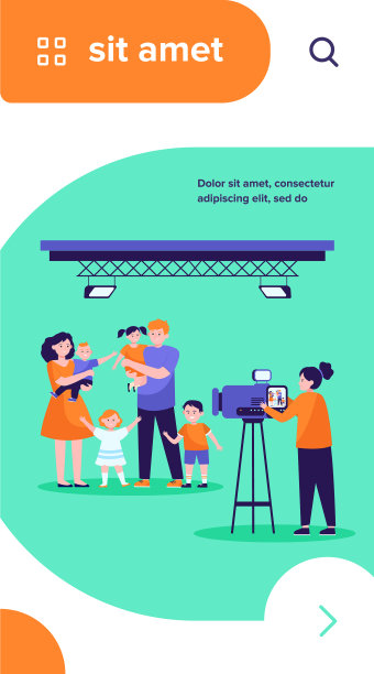 女摄影师在摄影棚拍摄大型家庭场景图片下载