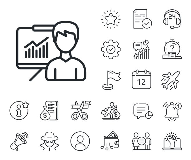 表示线图标。教育的迹象。工薪族，性别平等，警铃响。向量图片下载