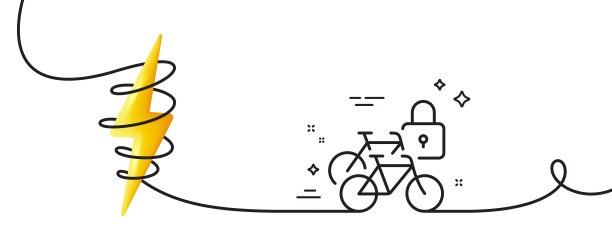 自行车储物柜线图标。锁好自行车运输标志。带旋度的连续线。向量图片下载