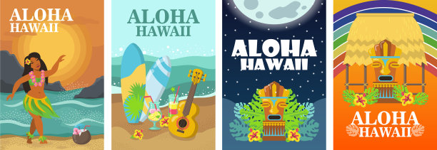 阿罗哈夏威夷旗帜设计集图片下载