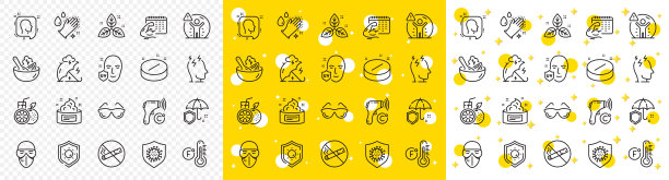 轮廓华氏温度计，压力和头线图标。用于web应用程序。矢量图片下载