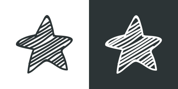 手绘星形图标。星星，矢量设计元素图片下载