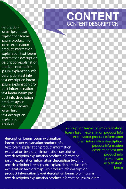 矢量模板绿色蓝色宣传册与透明效果的照片放置图片下载
