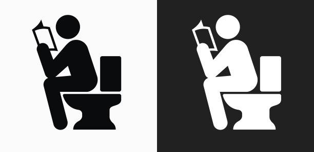 在黑白矢量背景上使用马桶图标图片下载