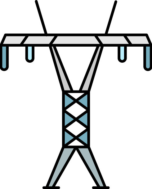 现代电气塔图标颜色轮廓图片下载